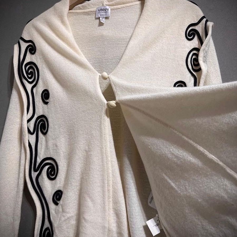 Armani collezioni cashmere 喀什米爾羊毛米色罩衫 毛衣外套 女 XL-4