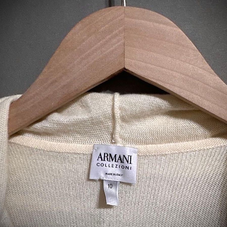 Armani collezioni cashmere 喀什米爾羊毛米色罩衫 毛衣外套 女 XL-6