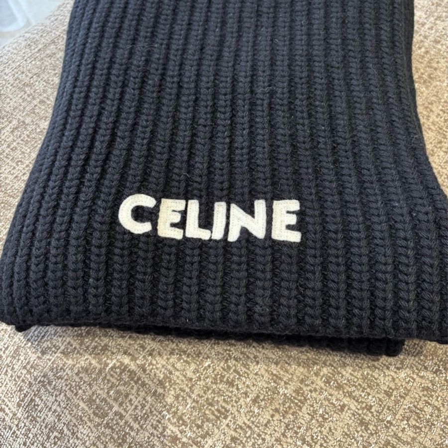CELINE黑色羊毛圍巾-0