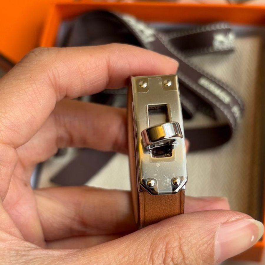 ::HERMES:: Kelly Glove Clip棕色銀釦凱莉手套夾 手套釦-1