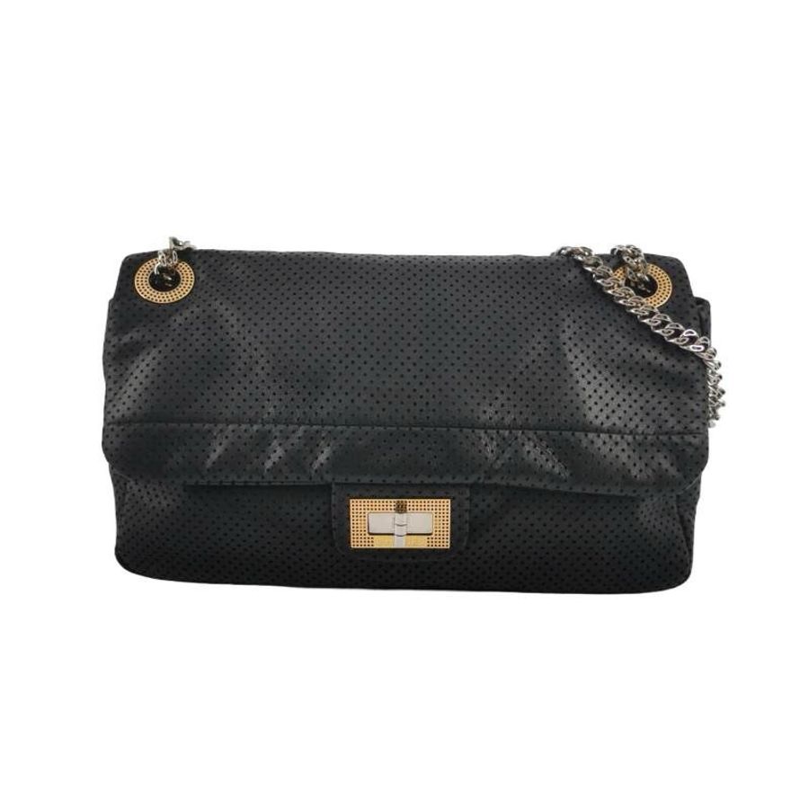 Chanel2.55 Bag羊皮純色網孔矩形旋扣翻蓋單肩包-5