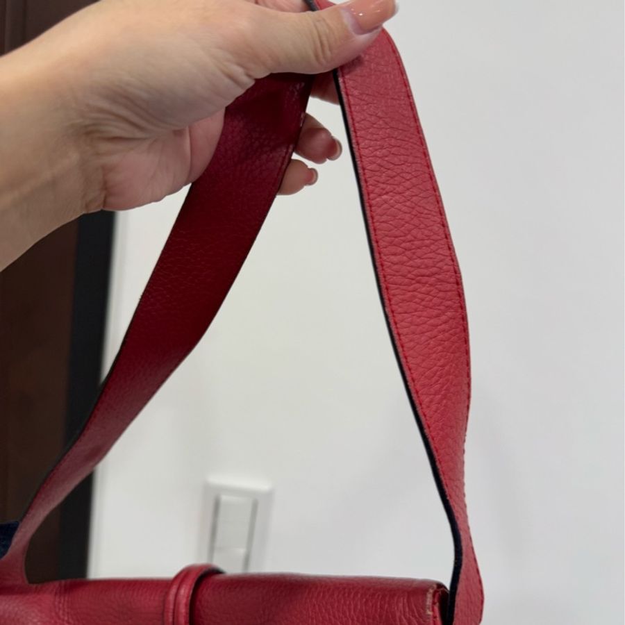 BURBERRY 紅色 牛角包 肩背包 腋下包 手提包 側背包-12