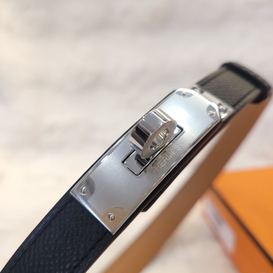 Hermès Kelly Epsom 腰帶 黑銀-2