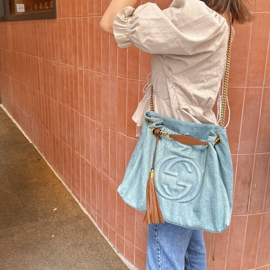 Gucci Denim Soho Interlocking Totebag 牛仔布隨性慵懶感托特包-1