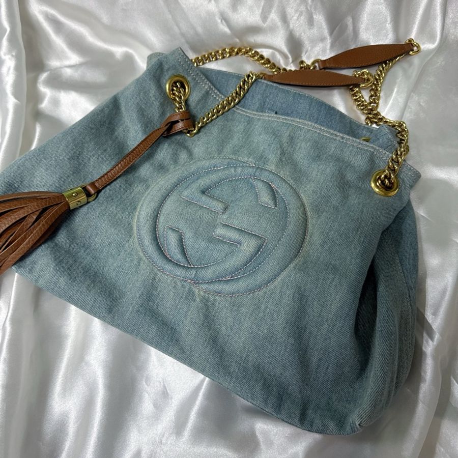 Gucci Denim Soho Interlocking Totebag 牛仔布隨性慵懶感托特包-5