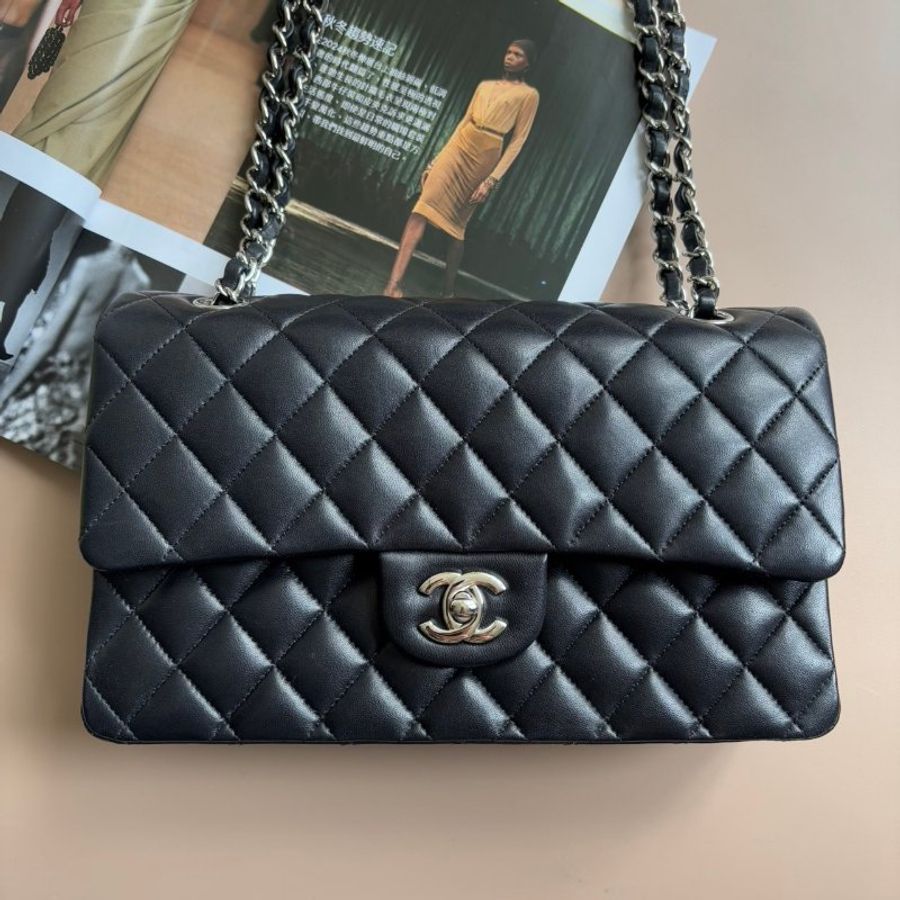 ::CHANEL:: CLASS FLAP 25 CF25 黑羊皮銀釦 COCO25-0