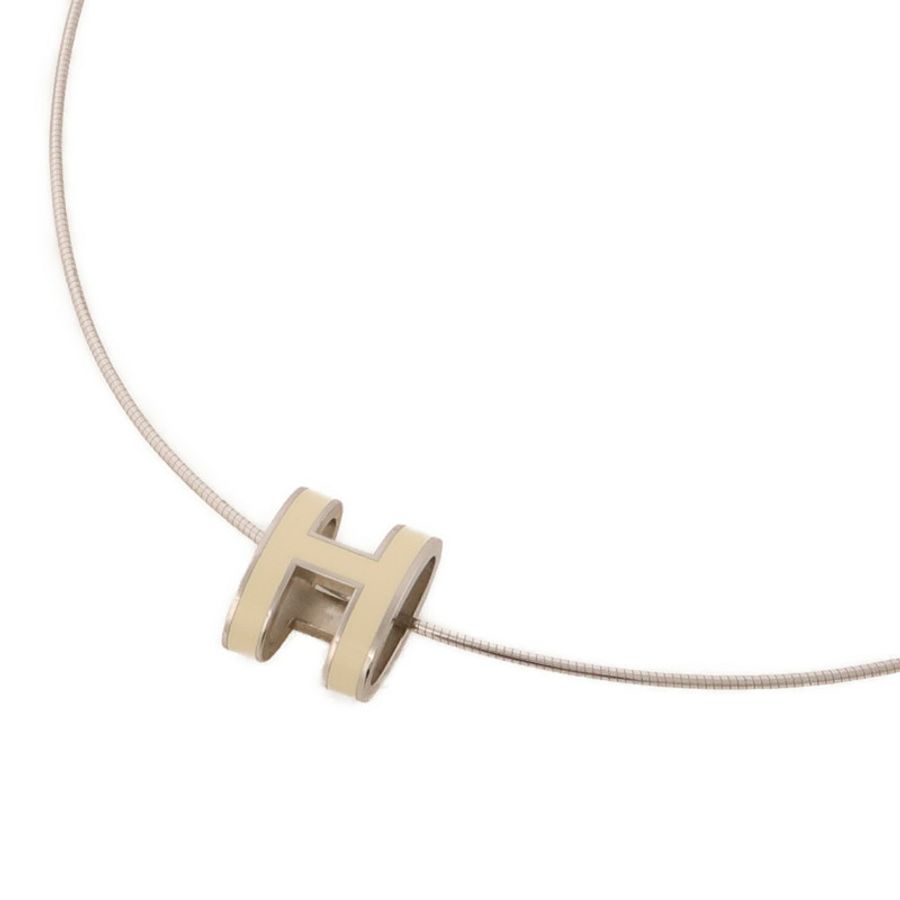 HERMES 金屬Pop H Necklace項鍊白色/銀色-1