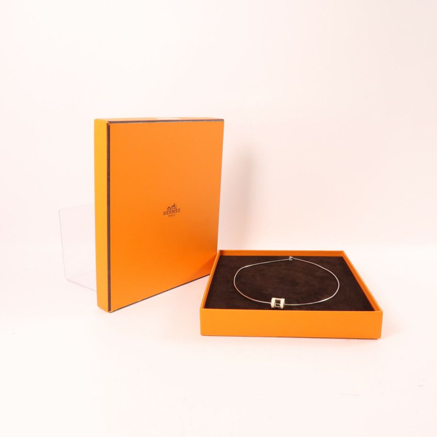 HERMES 金屬Pop H Necklace項鍊白色/銀色-6