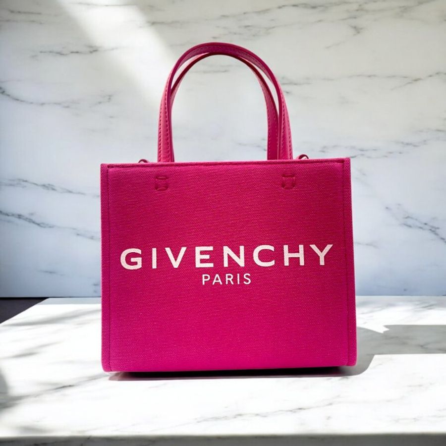 GIVENCHY G-Tote 字母印花帆布手提斜背包/粉色-0