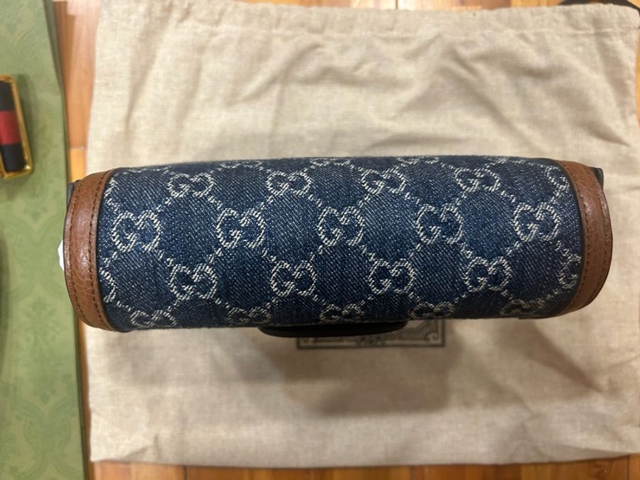 Gucci 1955 mini 雙肩帶 牛仔色(全新/完全沒背過)-4