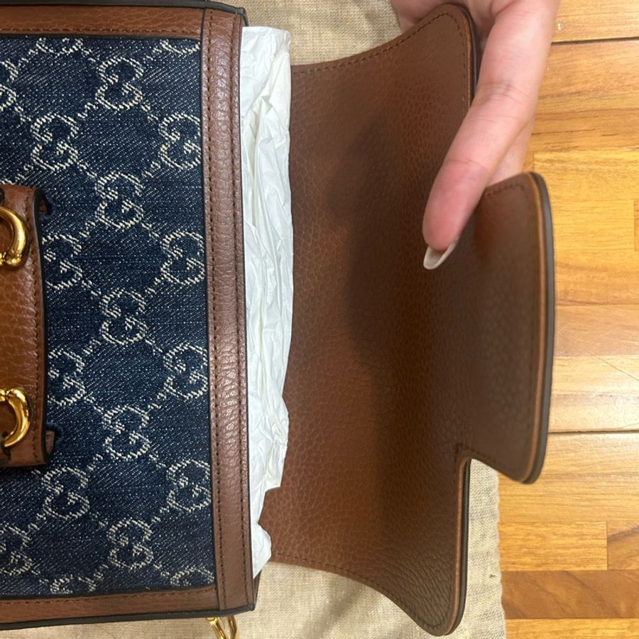 Gucci 1955 mini 雙肩帶 牛仔色(全新/完全沒背過)-8