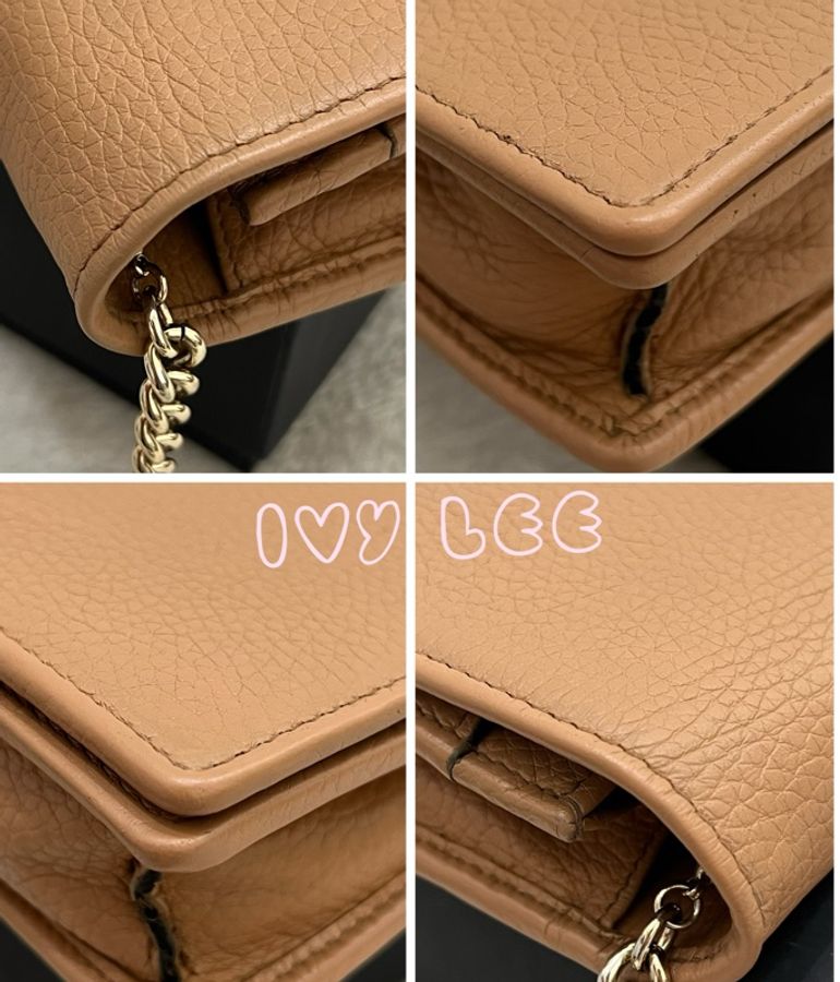 GUCCI 古馳 598211 經典SOHO系列鍊帶 奶茶棕 WOC手拿包 斜背包 二手精品-19