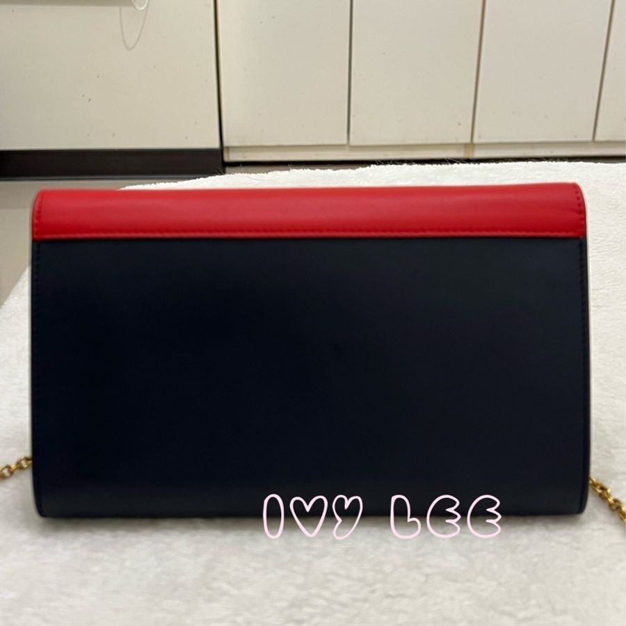 Céline 賽琳 皮革口袋信封蓋口包 黑 紅 米色 拼色 肩背包 斜背包 woc 二手精品-1