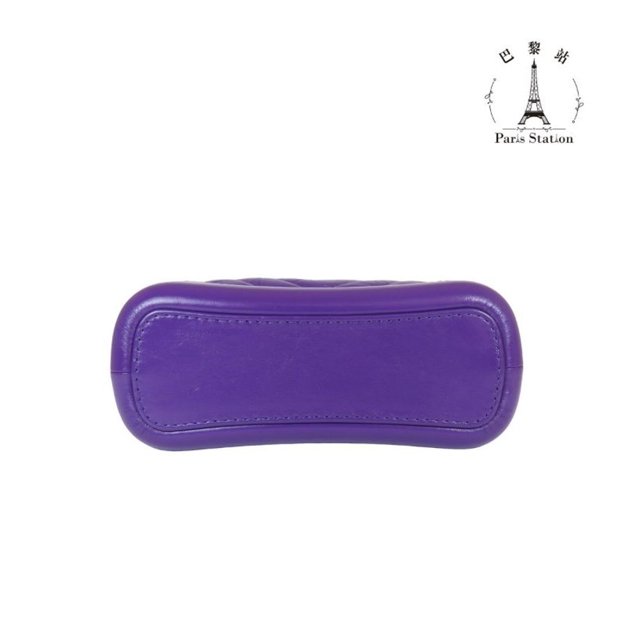 【巴黎站二手名牌專賣店】*現貨*CHANEL香奈兒真品*GABRIELLE紫色牛皮山型紋流浪包(小)斜背包 肩背包PM-2