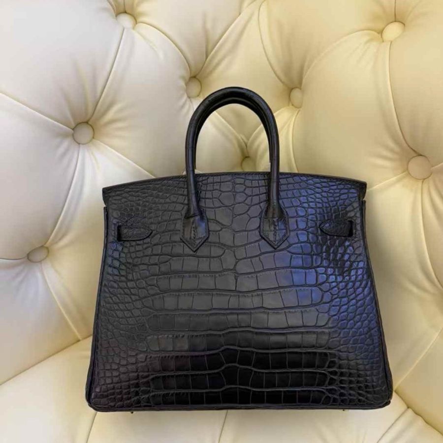 全新 Hermes birkin 25 黑金霧面鱷魚-2