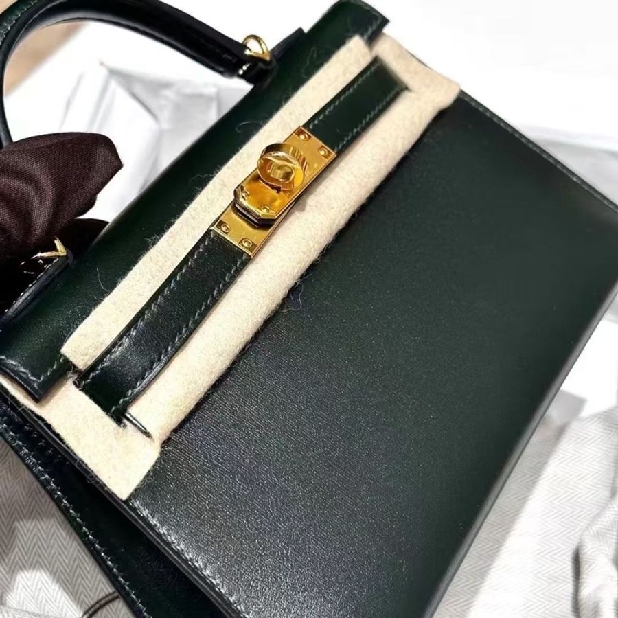 全新 Hermes MiniKelly 二代  黑金 box皮 金扣-2