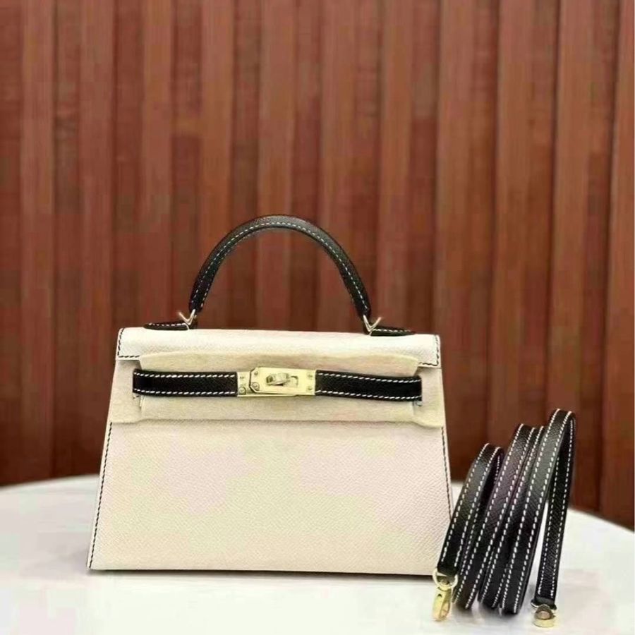 Hermes Mini Kelly二代 黑色拼奶昔白 SO馬蹄刻-4