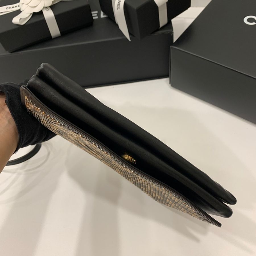mcm 黑 鉚釘 滿鑽 豹紋 woc 斜背包 手提包 肩背包 側背包-6