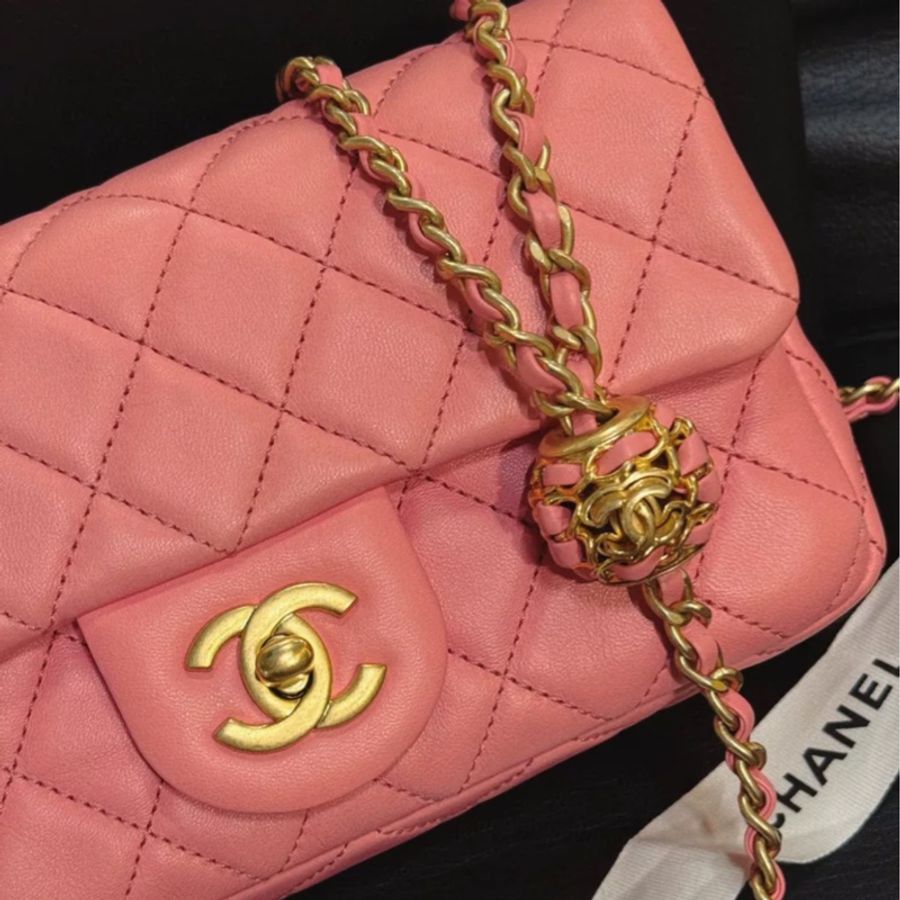 Chanel Mini Classic Quilted Pink Lambskin Pearl Crush-2