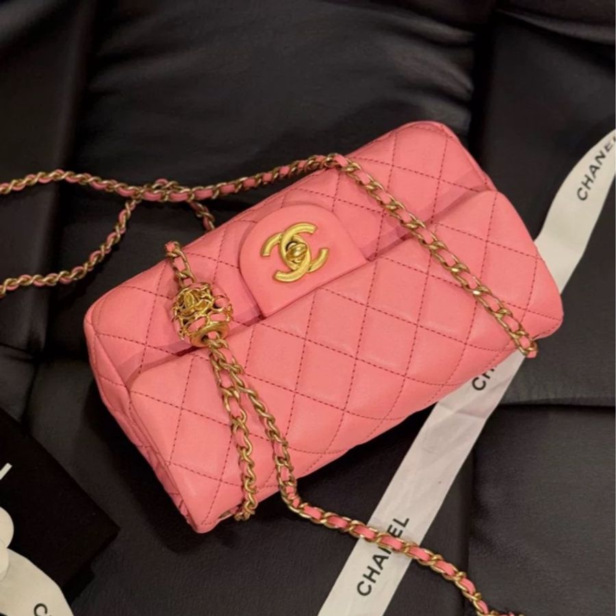 Chanel Mini Classic Quilted Pink Lambskin Pearl Crush-3