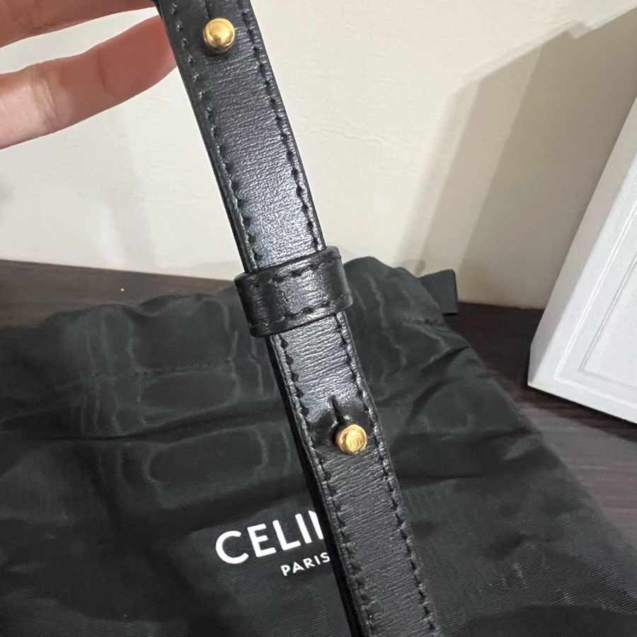 Celine CLAUDE亮澤牛皮革迷你手袋-14