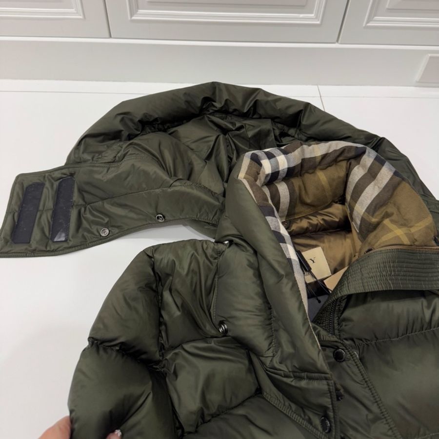 BURBERRY 軍綠色 長版羽絨外套 風衣外套 羽絨外套-26