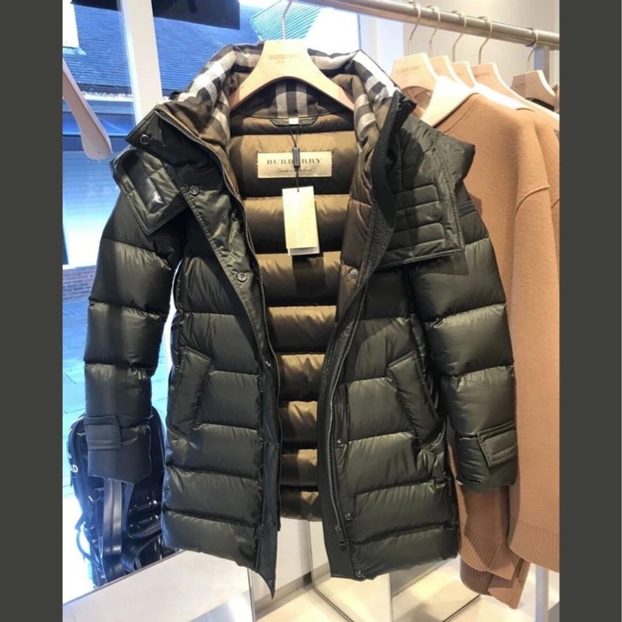 BURBERRY 軍綠色 長版羽絨外套 風衣外套 羽絨外套-33
