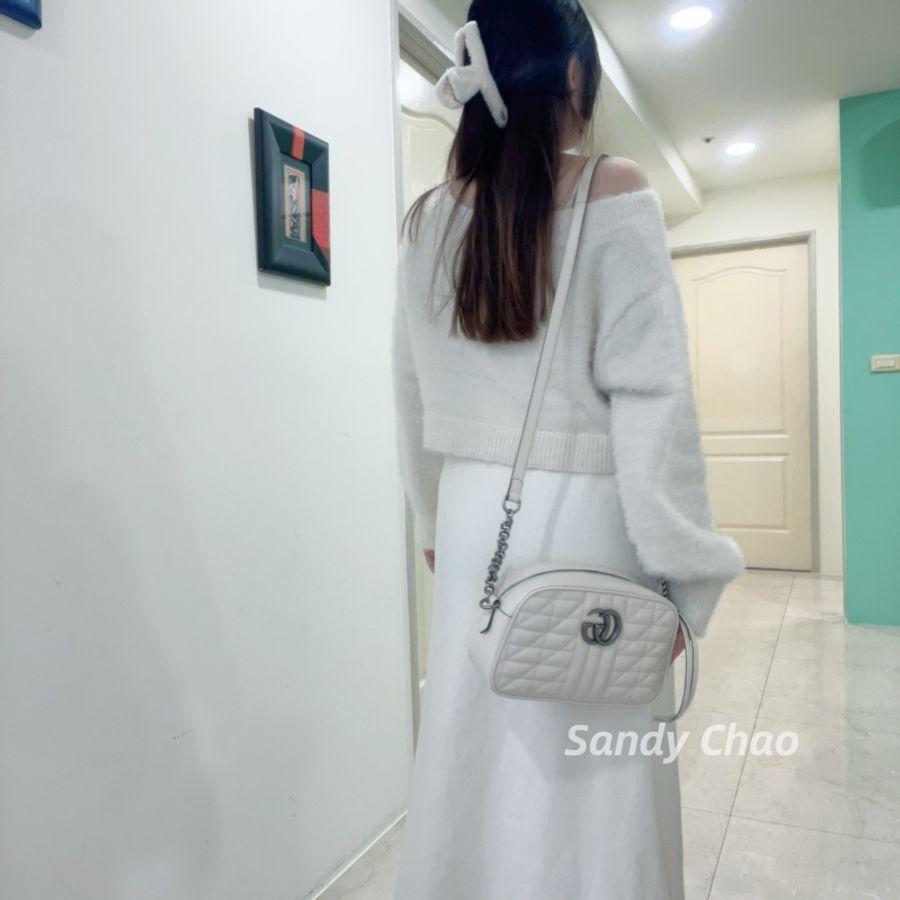 ෆ 𝙂𝙪𝙘𝙘𝙞 𝟮𝟬𝟮𝟯新款 GG Marmont相機包 珍珠白🫧-4