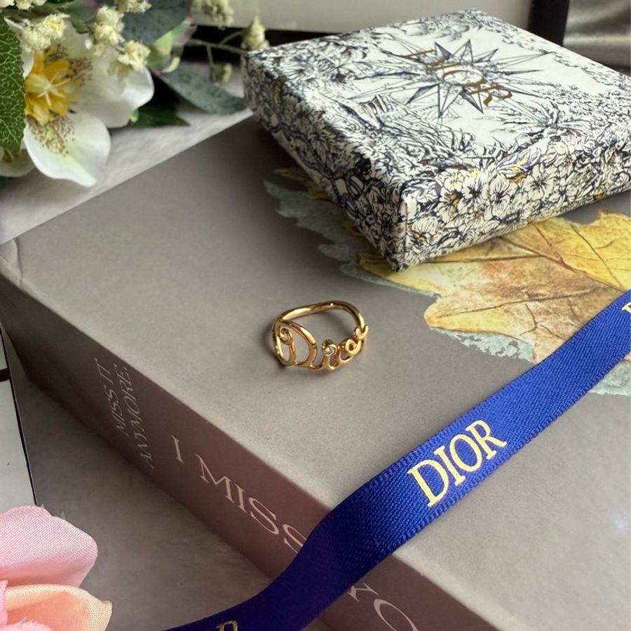 Dior Dioramour 18K金標誌鑽戒(金色)(49)-0