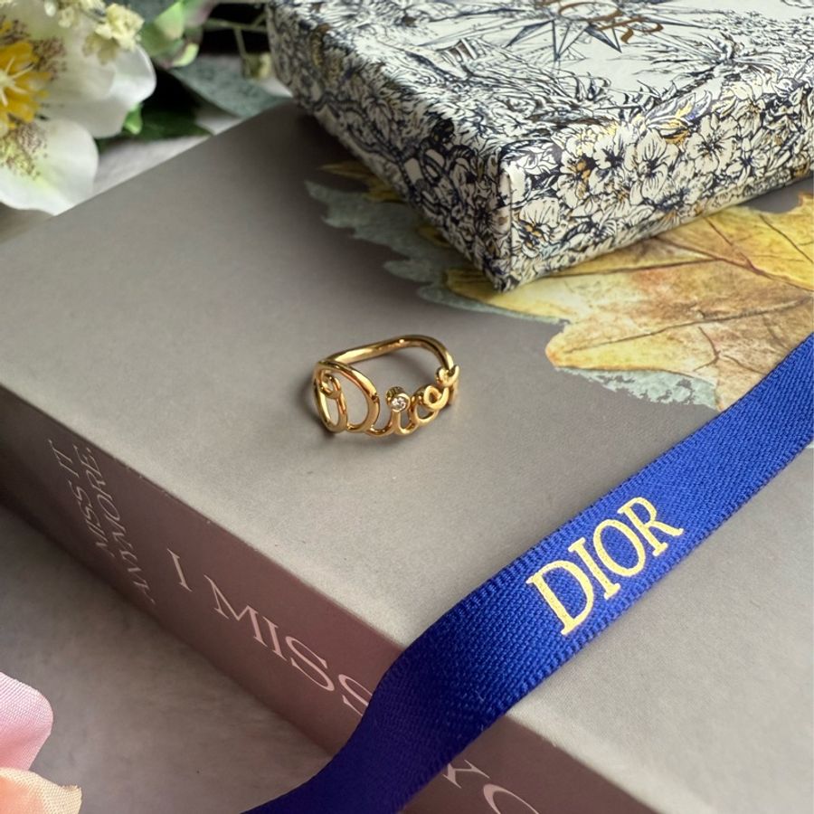 Dior Dioramour 18K金標誌鑽戒(金色)(49)-1