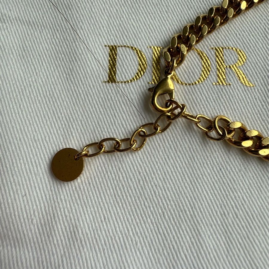 Dior Dio(r)evolution 水晶標誌鎖鏈設計頸鍊/短項鍊(金色)-6
