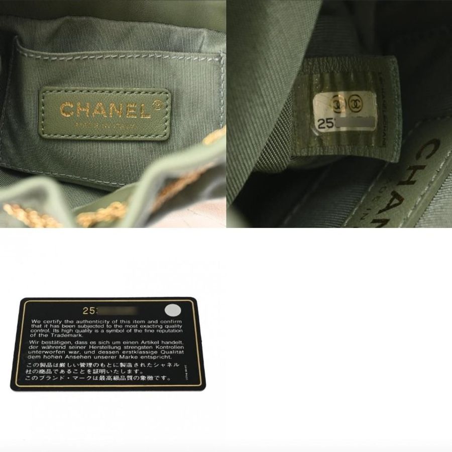 【絕美孤品】2018SS典藏 Chanel 束口斜背包 綠色×白色 女款 小牛皮-8