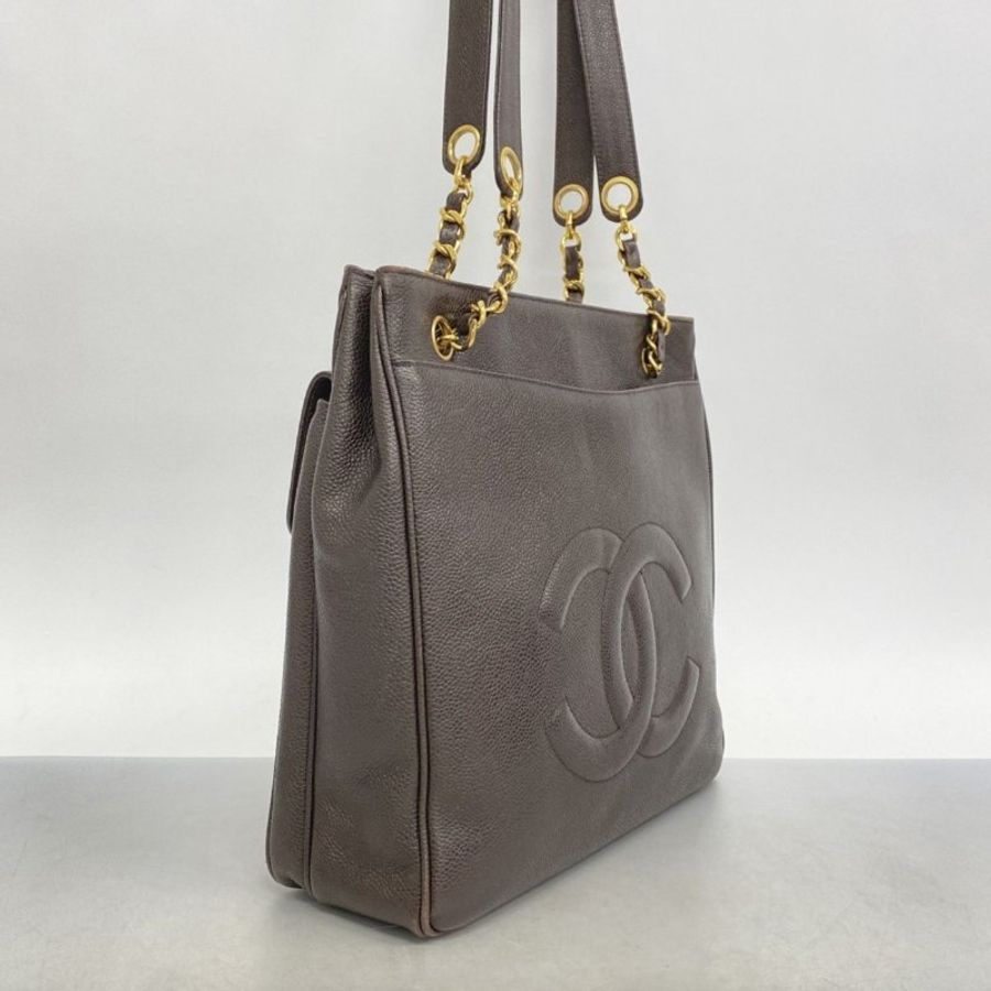 【美麗孤品】Chanel 鏈條肩背包魚子醬皮棕色-1