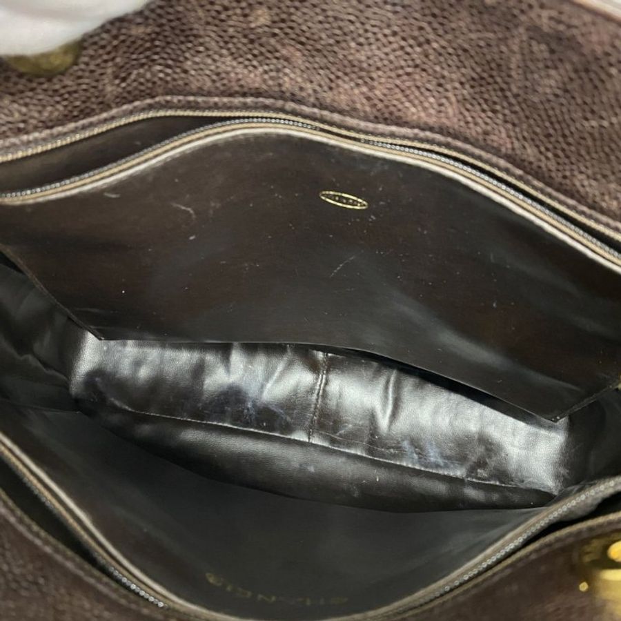 【美麗孤品】Chanel 鏈條肩背包魚子醬皮棕色-3