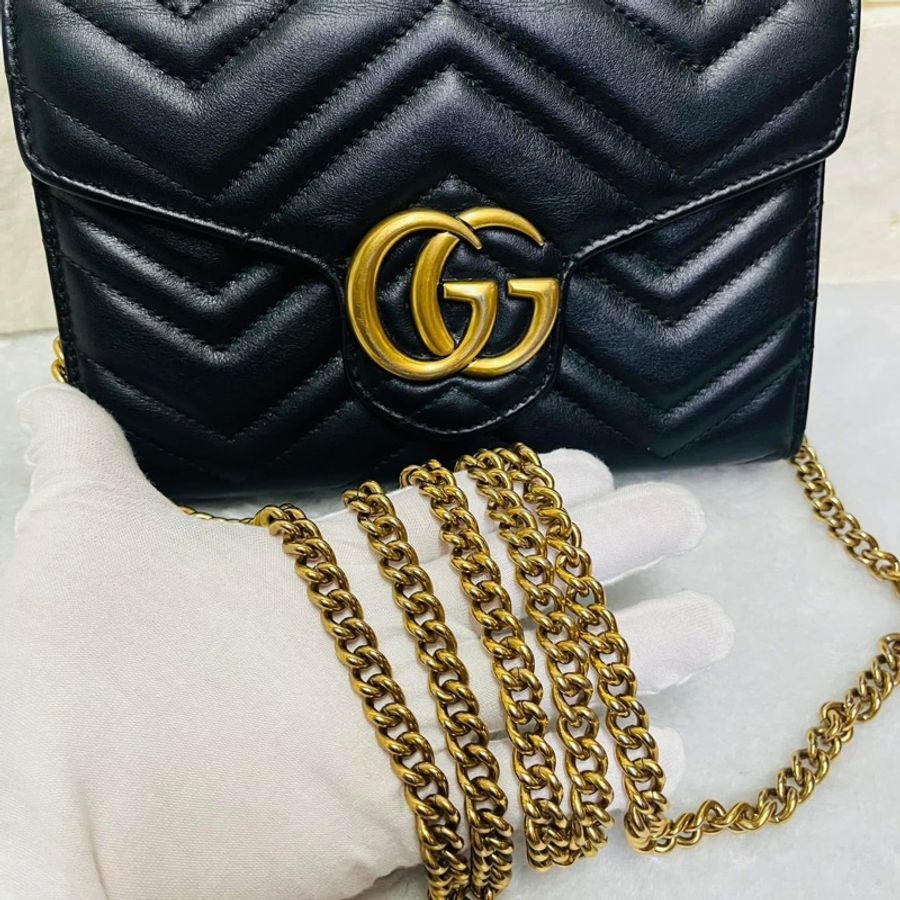 GUCCI Marmont woc鏈條包/斜背包/晚宴包(黑色)-5