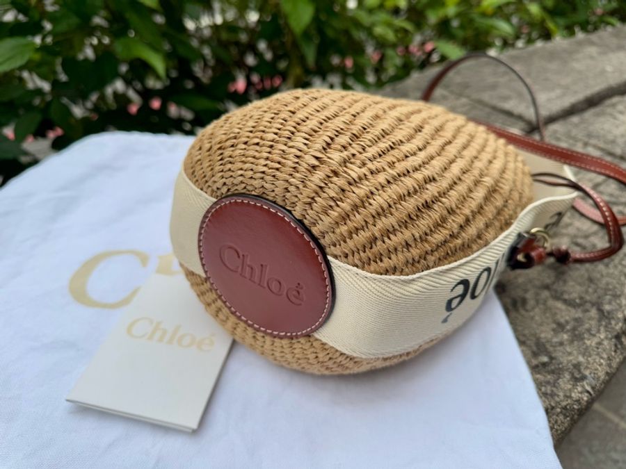 近新CHLOE Woody Small Basket 草編 手提 斜背 水桶包-5
