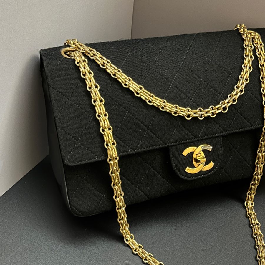 （24K黃金鏈條 極新） Chanel 香奈兒 黑金 CF23 雙翻蓋 專櫃38萬 斜背+單肩+腋下包-6