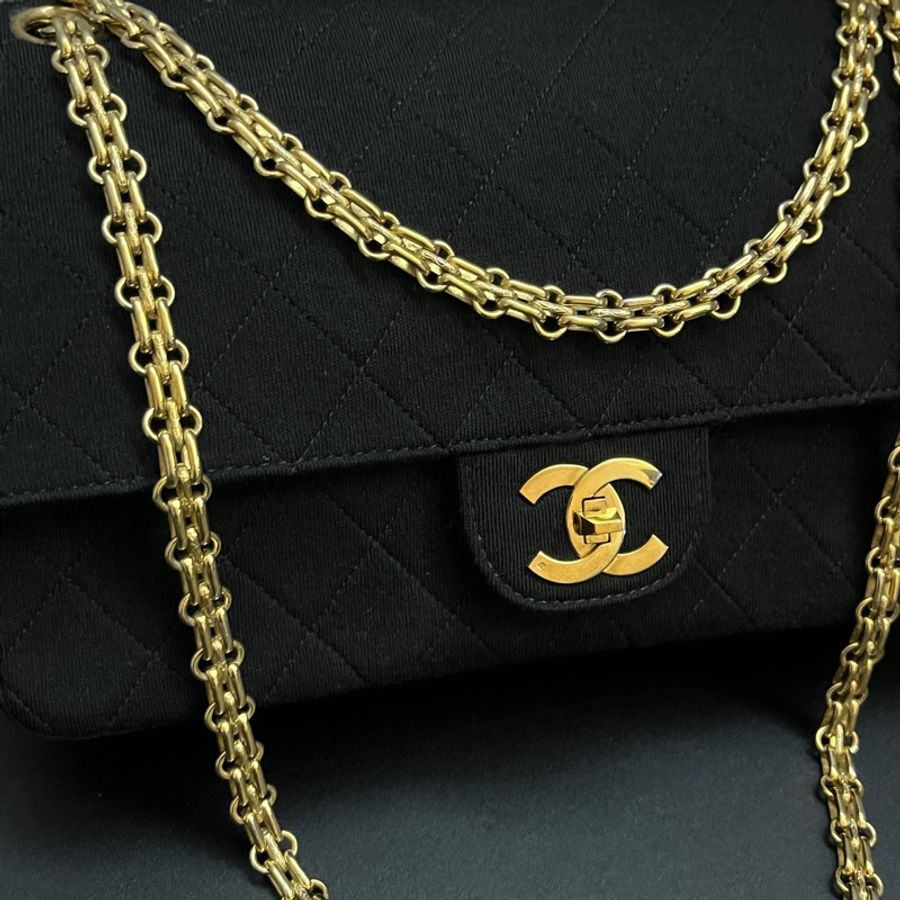 （24K黃金鏈條 極新） Chanel 香奈兒 黑金 CF23 雙翻蓋 專櫃38萬 斜背+單肩+腋下包-7