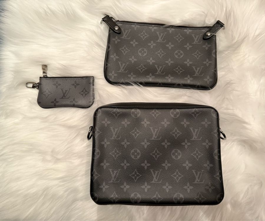 Louis Vuitton 路易威登 LV 三合一郵差包 Trio 斜背包 黑武士 灰色/黑色 近全新-1