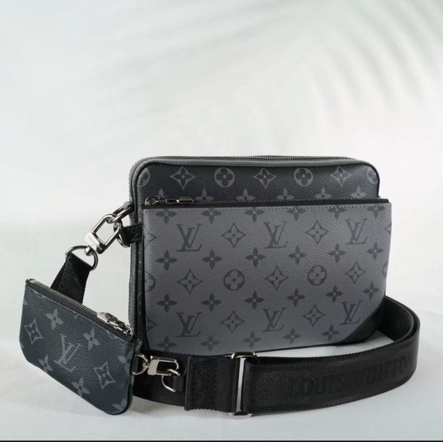 Louis Vuitton 路易威登 LV 三合一郵差包 Trio 斜背包 黑武士 灰色/黑色 近全新-10