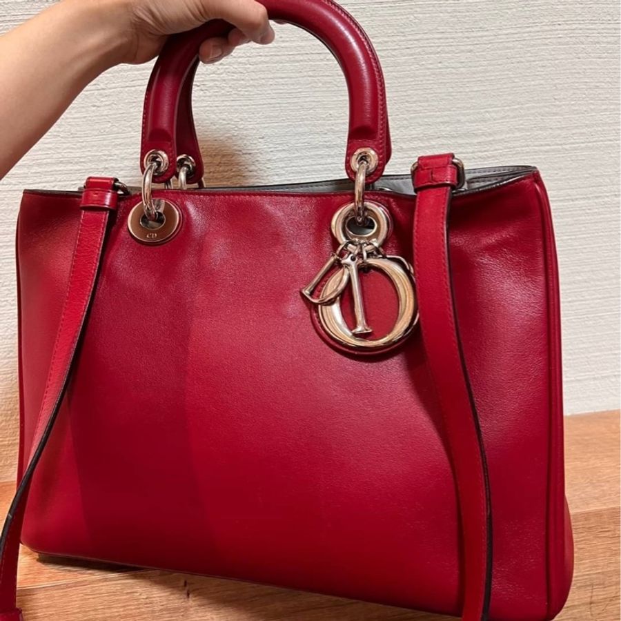 Dior vip diorissimo 紅色 黛妃包 戴妃包 化妝包 肩背包 手提包 斜背包-3