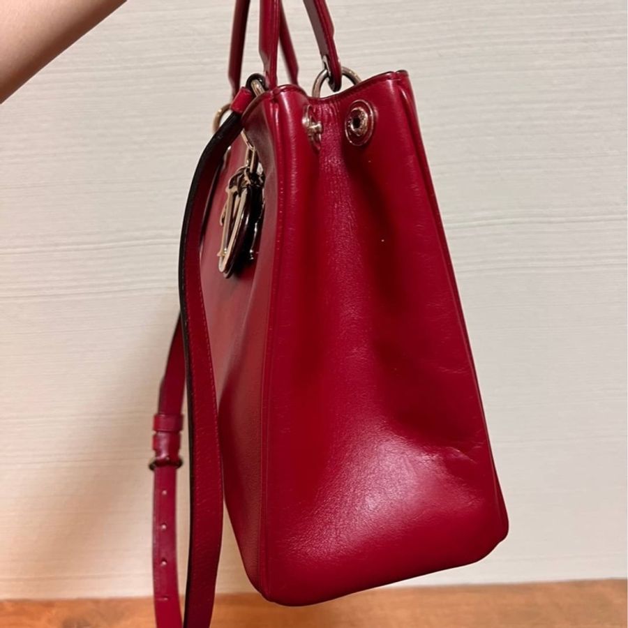 Dior vip diorissimo 紅色 黛妃包 戴妃包 化妝包 肩背包 手提包 斜背包-8