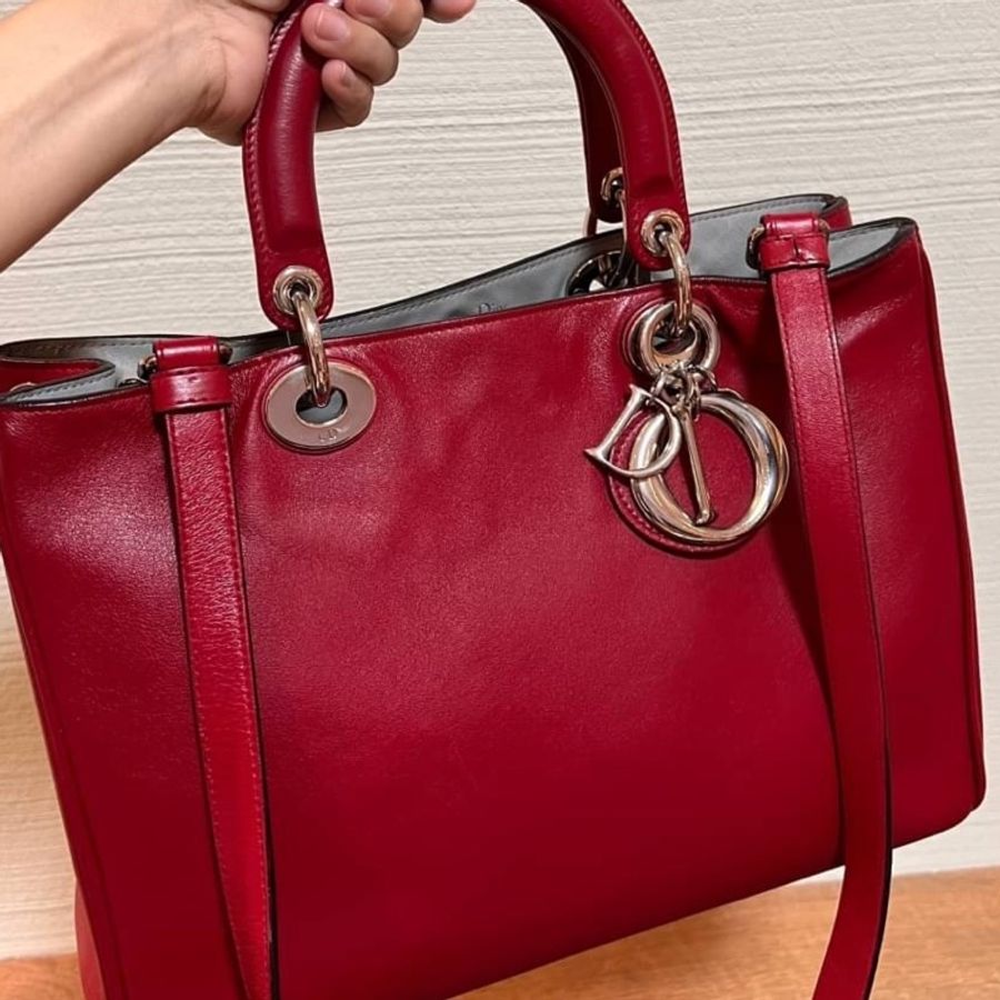 Dior vip diorissimo 紅色 黛妃包 戴妃包 化妝包 肩背包 手提包 斜背包-28