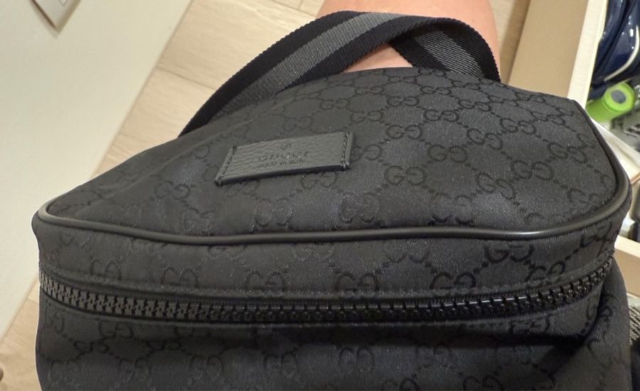 GUCCI 古馳 經典GG LOGO緹花織布胸口包/腰包-7