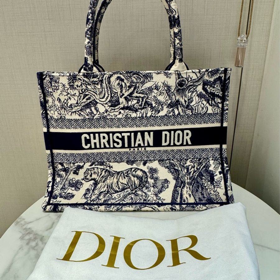 Dior Book Tote 中型刺繡托特包|藍色-7