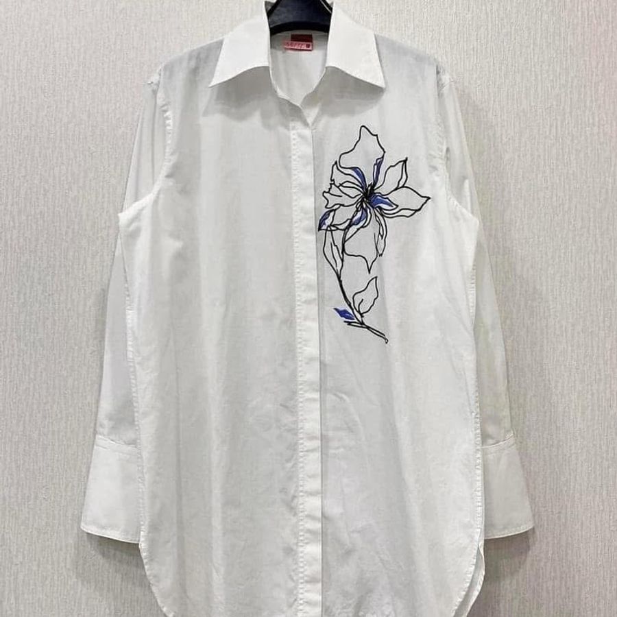 HUGO BOSS 刺繡長版襯衫-1