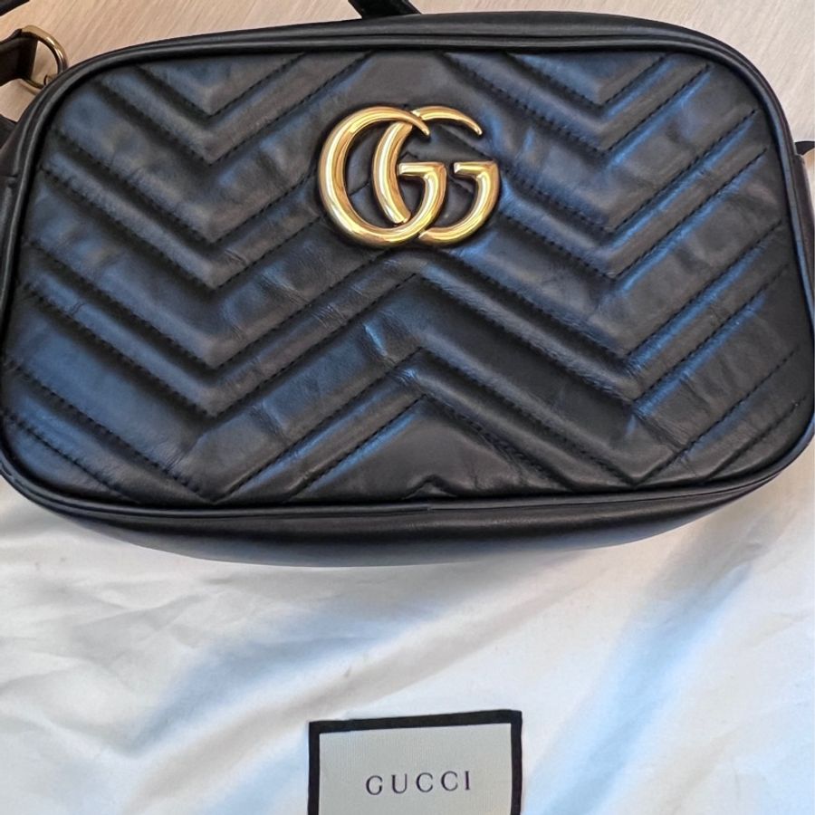 GUCCI 古馳 GG Marmont馬蒙拉鍊肩背包 相機包-0