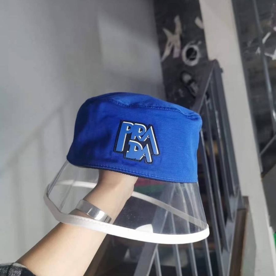 Prada pvc 新款 藍 透明 漁夫帽 遮陽帽 帽子 休閒帽-5