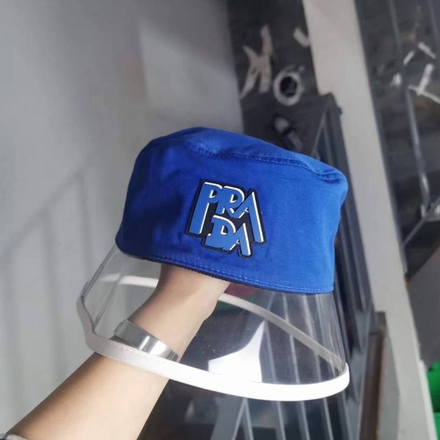 Prada pvc 新款 藍 透明 漁夫帽 遮陽帽 帽子 休閒帽-6