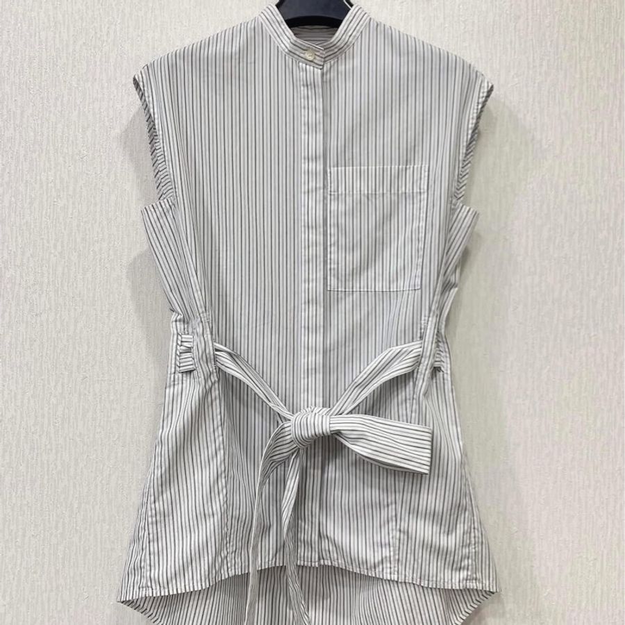 BURBERRY London England 直條紋腰帶長版上衣-1